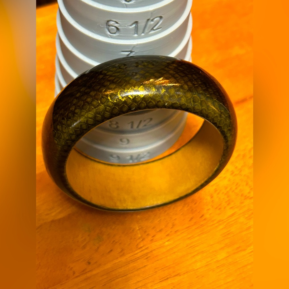 Snake print and wood 7 1/2 inch bangle